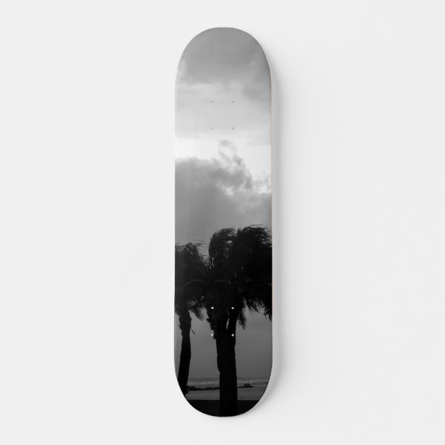 Tropical Stormy Skies Grayscale Skateboard (Front)