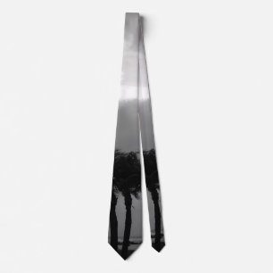 Tropical Stormy Skies Grayscale Tie