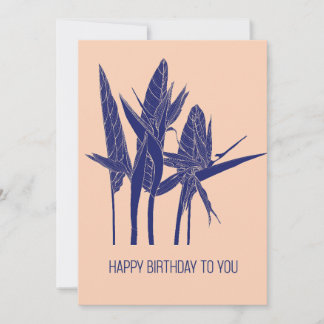 Tropical strelitzia flowers line art. holiday card