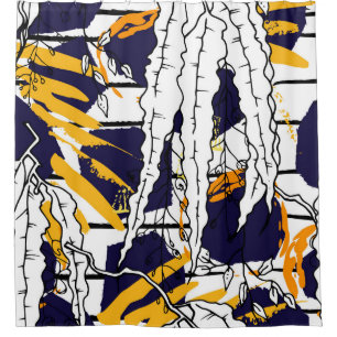 Tropical, stripe, animal motif. Seamless pattern l Shower Curtain