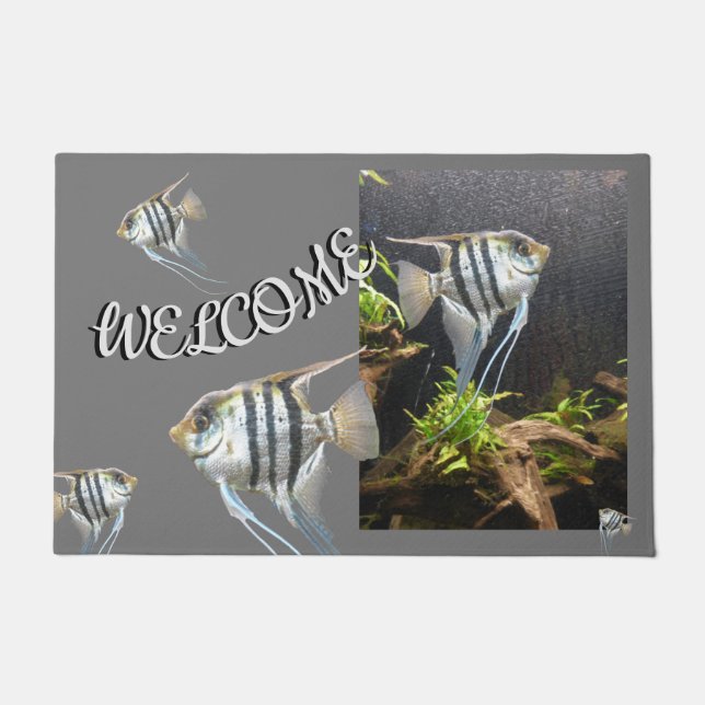 Tropical Striped Fish Design WELCOME Door Mat (Front)