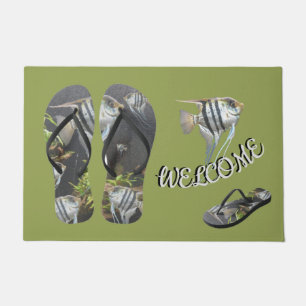 Tropical Striped Fish WELCOME Cust. Doormat