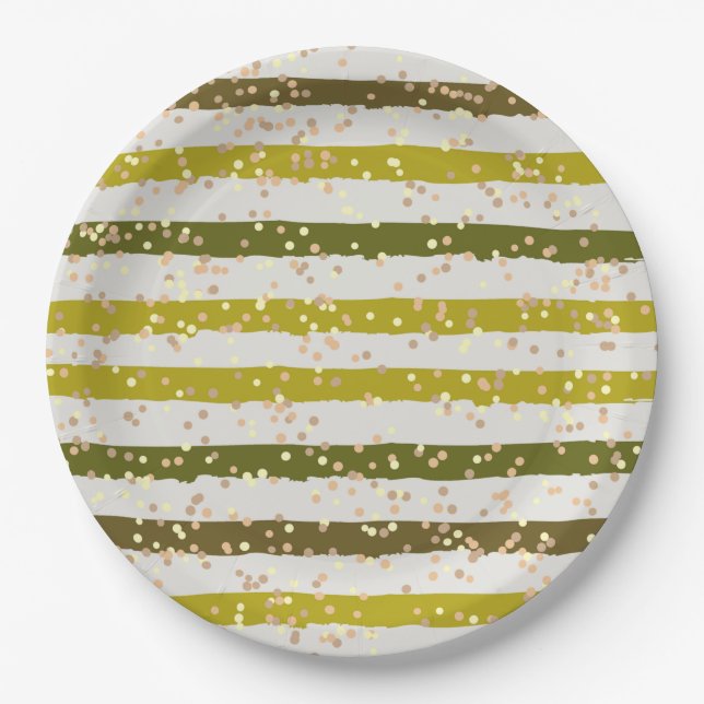 Tropical Stripes and Dots Paper Plate (Front)