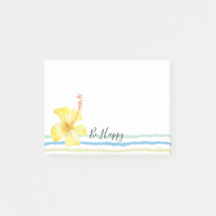 Tropical Stripes Yellow Hibiscus Floral Post-it Notes