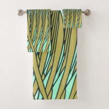 Tropical style feathers illustrated towel set