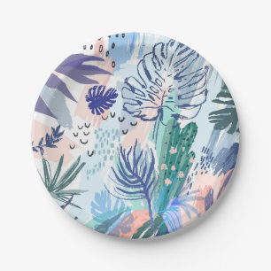 Tropical Style Floral Pattern Paper Plate