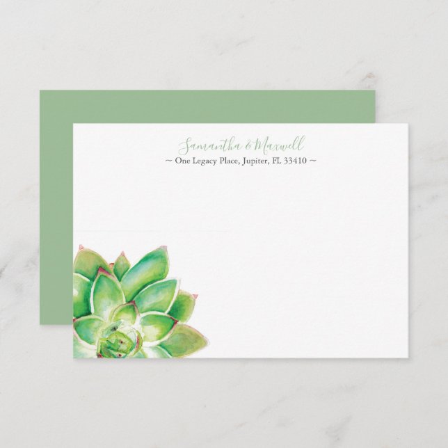Tropical Succulent Personalised Stationery  Card (Front/Back)