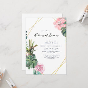 Tropical Succulent Rehearsal Dinner Invitation