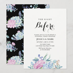 Tropical Succulents Rehearsal Dinner Invitation