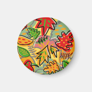 Tropical summer abstracts leaf yellow green red magnet