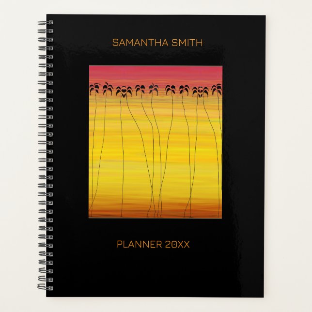 Tropical summer and silhouette Coconut Trees Planner (Front)