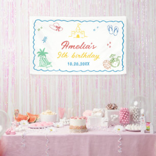 Tropical Summer Beach Birthday Party  Banner