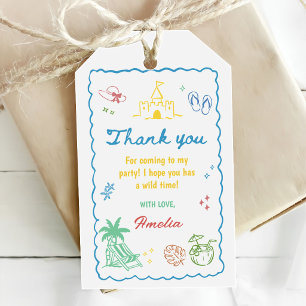 Tropical Summer Beach Birthday Party  Gift Tags