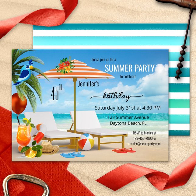 Tropical Summer Beach Birthday Party Invitation (Creator Uploaded)
