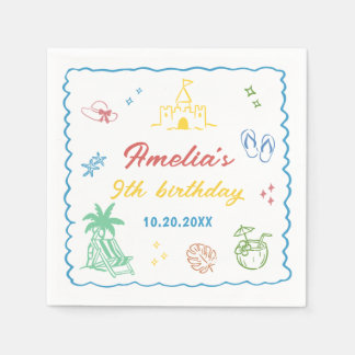 Tropical Summer Beach Birthday Party Napkin