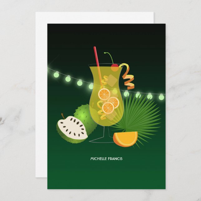 Tropical Summer Beach Bridal Shower Invitation (Front/Back)