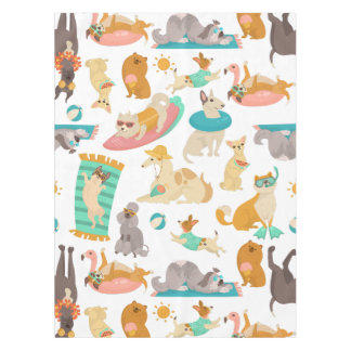 tropical summer beach dogs party cute tablecloth