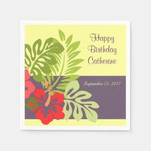 Tropical Summer Beach Hibiscus Flower Birthday Fun Napkin
