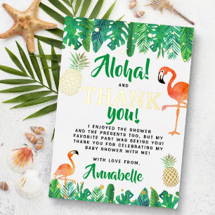 Tropical Summer Beach Luau Baby Shower Thank You