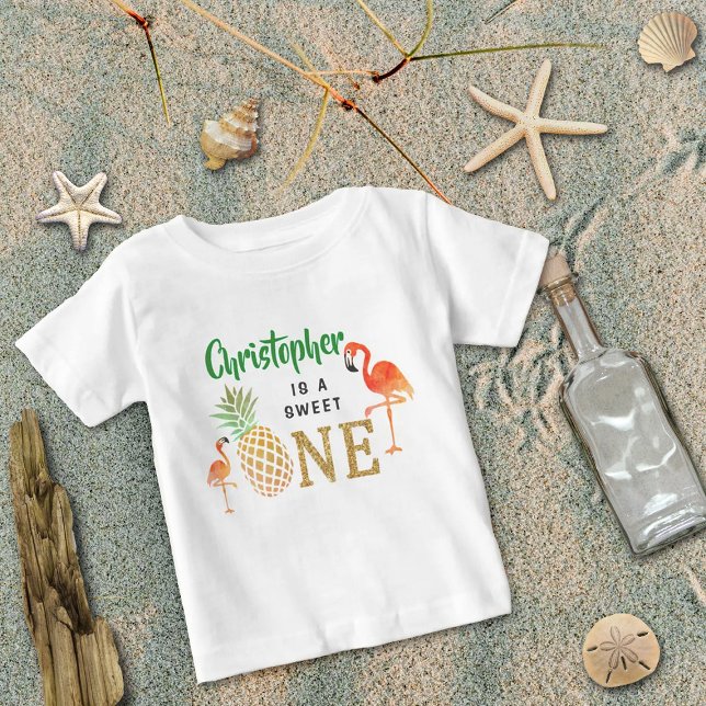 Tropical Summer Beach Luau Boys 1st Birthday Baby T-Shirt (Creator Uploaded)