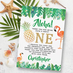 Tropical Summer Beach Luau Boys 1st Birthday Thank You Card