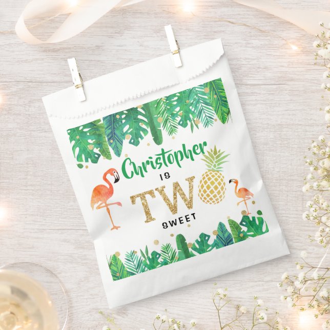Tropical Summer Beach Luau Boys 2nd Birthday Favour Bag (Clipped)