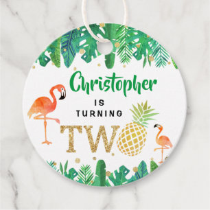 Tropical Summer Beach Luau Boys 2nd Birthday Favour Tags