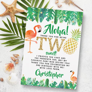 Tropical Summer Beach Luau Boys 2nd Birthday Thank You Card