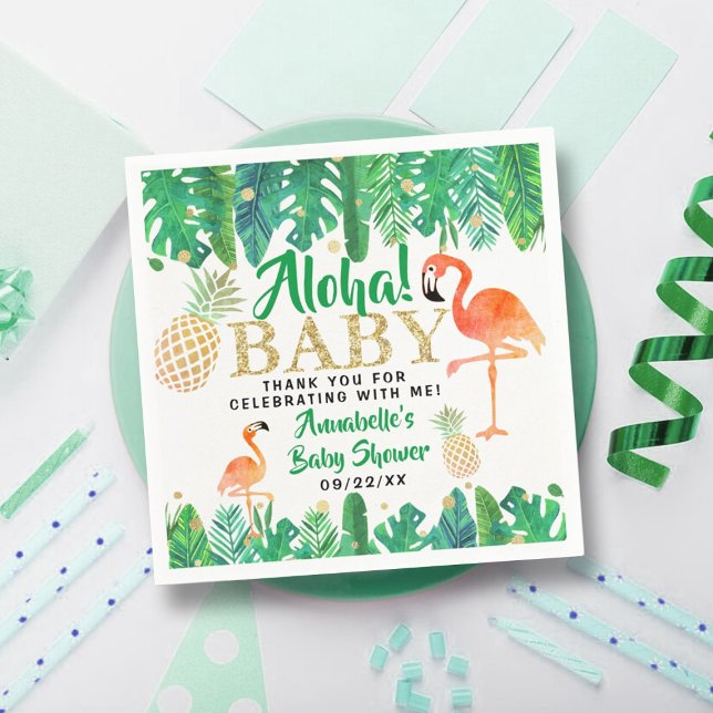 Tropical Summer Beach Luau Boys Baby Shower Napkin (Creator Uploaded)