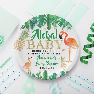 Tropical Summer Beach Luau Boys Baby Shower Paper Plate