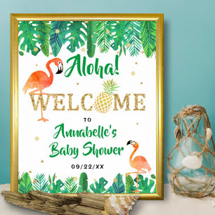 Tropical Summer Beach Luau Boys Baby Shower Poster