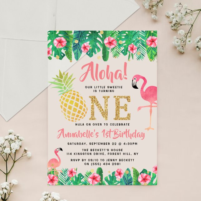 Tropical Summer Beach Luau Girls 1st Birthday Acrylic Invitations (Creator Uploaded)