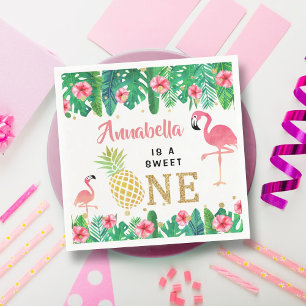Tropical Summer Beach Luau Girls 1st Birthday Napkin