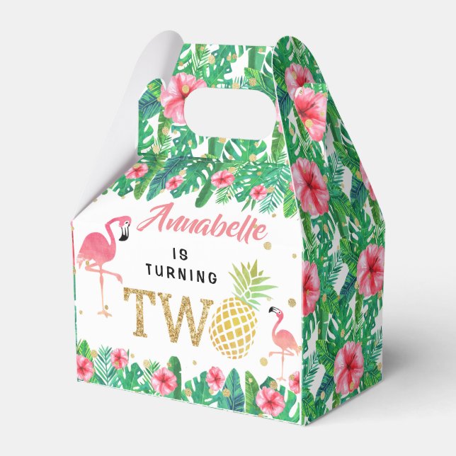 Tropical Summer Beach Luau Girls 2nd Birthday Favour Box (Front Side)
