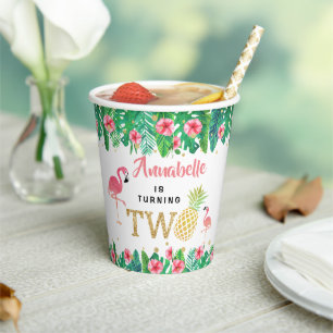 Tropical Summer Beach Luau Girls 2nd Birthday Paper Cups