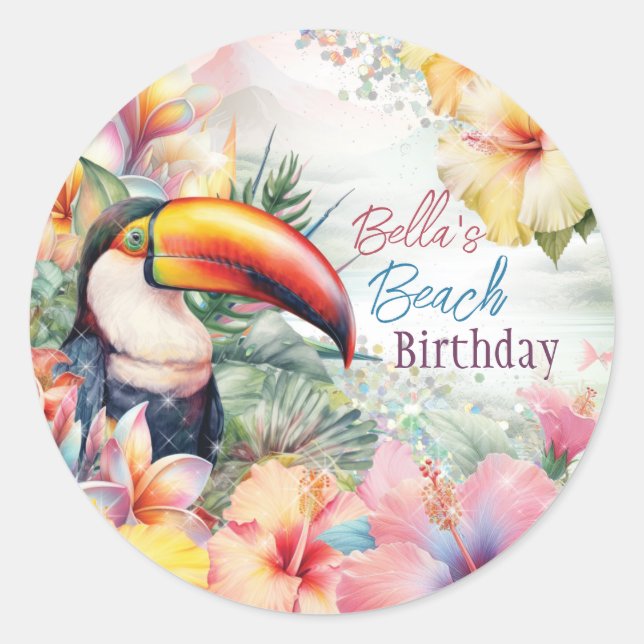 Tropical Summer Beach Party Stickers (Front)