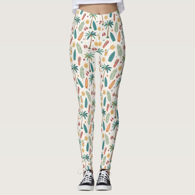 Tropical Summer Beach Pattern (1) Leggings (Front)