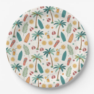 Tropical Summer Beach Pattern (1) Paper Plate