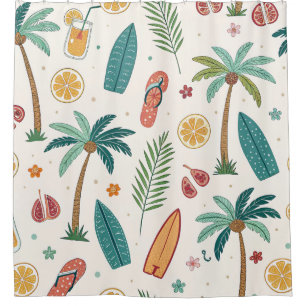Tropical Summer Beach Pattern (1) Shower Curtain