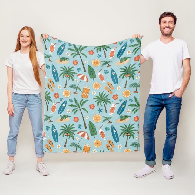 Tropical Summer Beach Pattern (2) Fleece Blanket (In Situ)