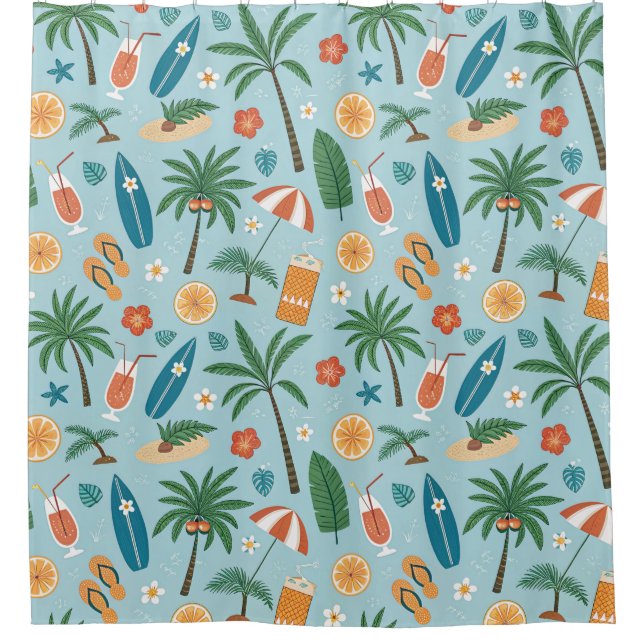Tropical Summer Beach Pattern (2) Shower Curtain (Front)