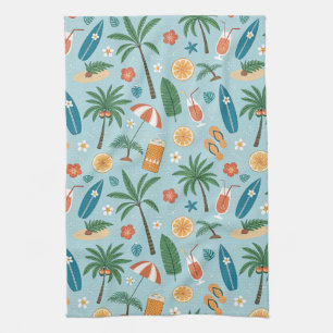 Tropical Summer Beach Pattern (2) Tea Towel