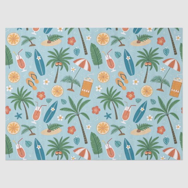 Tropical Summer Beach Pattern (2) Tissue Paper (Front)