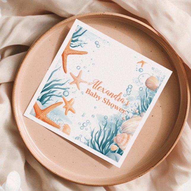 Tropical Summer Beach Starfish  Baby Shower Napkin (Creator Uploaded)