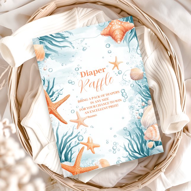 Tropical Summer Beach Starfish  Diapper Raffle Enclosure Card (Creator Uploaded)