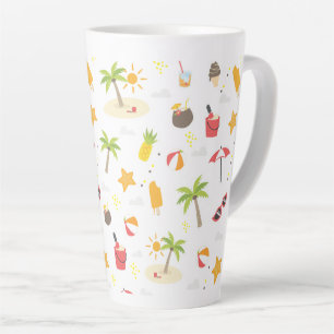 Tropical Summer Beach Vacation Pattern Design Latte Mug