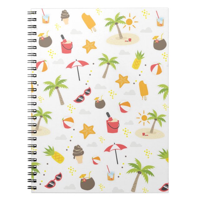 Tropical Summer Beach Vacation Pattern Design Notebook (Front)