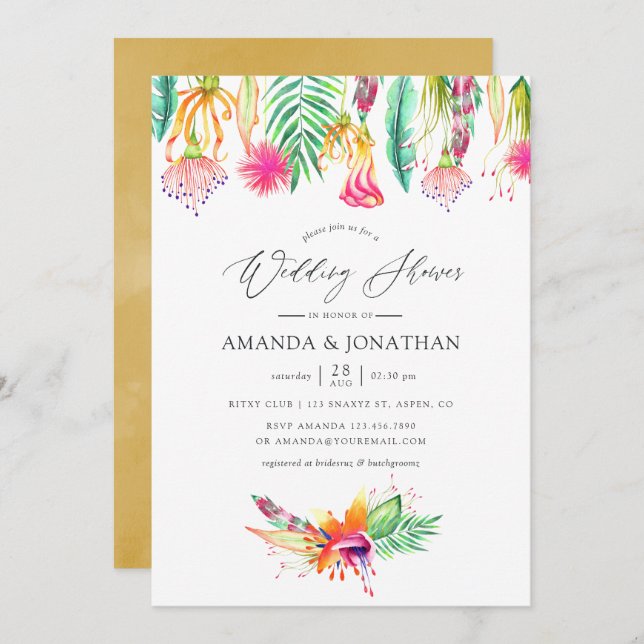 Tropical Summer Beach Wedding Shower Invitation (Front/Back)