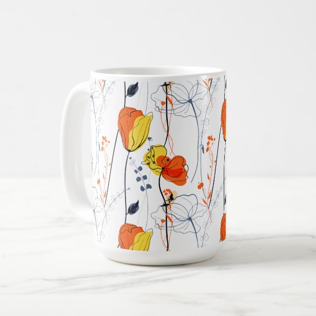 Tropical summer | Beautiful yellow  florals Design Coffee Mug (Front Left)