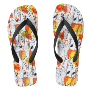 Tropical summer   Beautiful yellow  florals Design Thongs